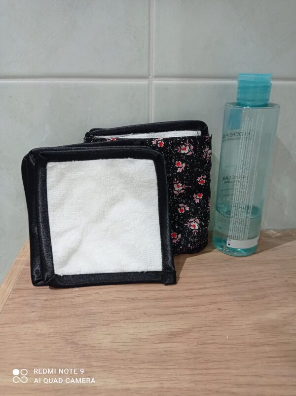 lingettes démaquillantes lavables poche imprimée