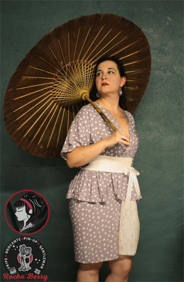 robe kimono péplum mêlant style nippon et vintage. Tissu naturel en fibres de bambou