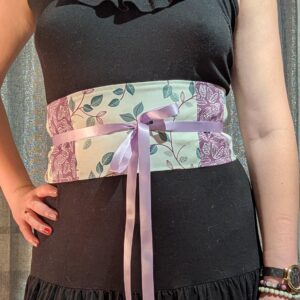 obi, ceinture large japonaise en coton parme