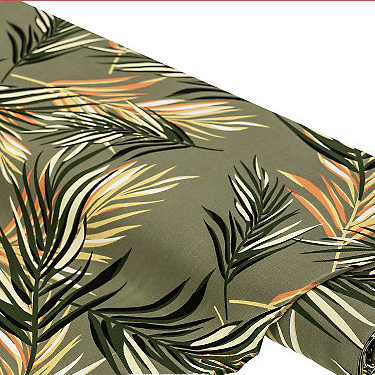 viscose kaki imprimée palmiers, légèrement extensible, pour la confection de yukata été femme