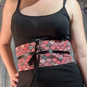 ceinture japonaise éventails rouges