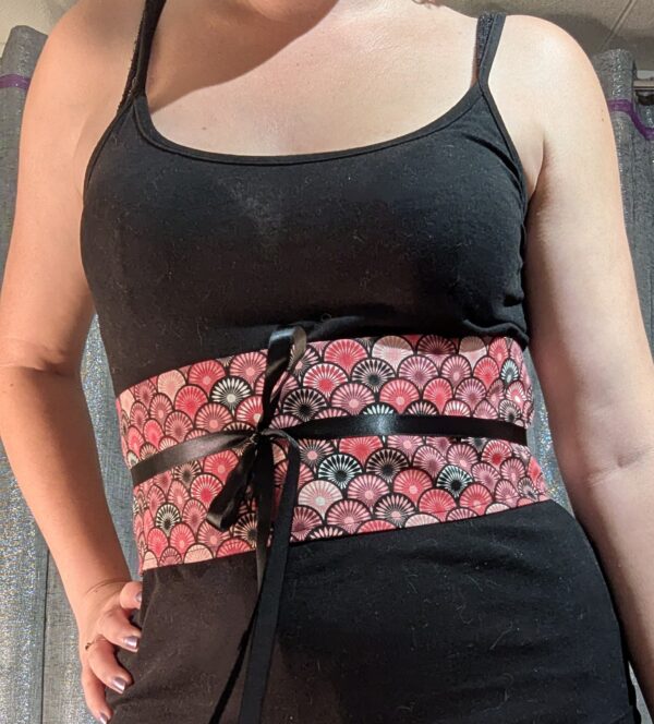 ceinture japonaise éventails rouges